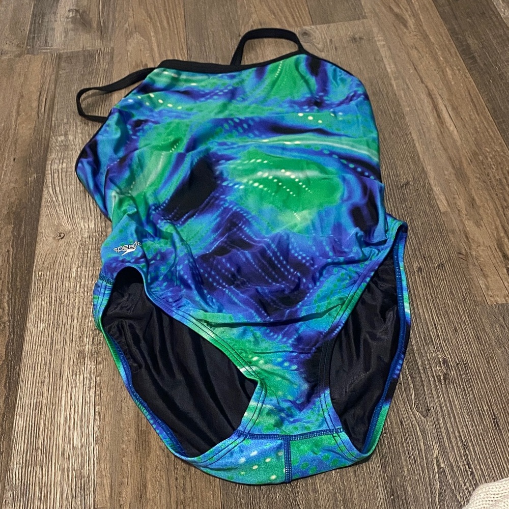 Speedo Blue and Green Women's One Piece Swimsuit